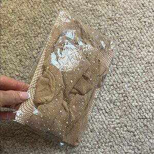 Tan Knit Beanie with Rhinestones